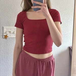 Rosey red ribbed tshirt